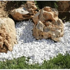 Jardinex Brise-Vues, Bordures Et Dallages | - Gravier concassé marbre blanc 12/18 mm - big bag 1t (16 m²) - blanc