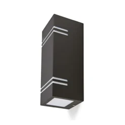 Kobi Eclairage D’Extérieur | - Applique murale de façade rectangle design noir éclairage haut / bas avec diffuseur blanc pour ampoule gu10