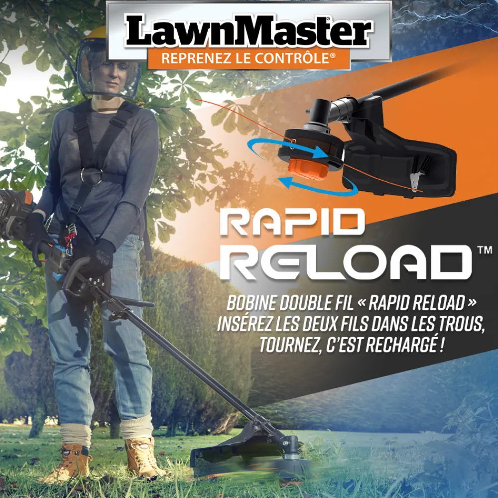 Lawnmaster Coupe-Bordures Et Débroussailleuses | - Débroussailleuse thermique 26cc 4 en 1 avec démarrage électrique -