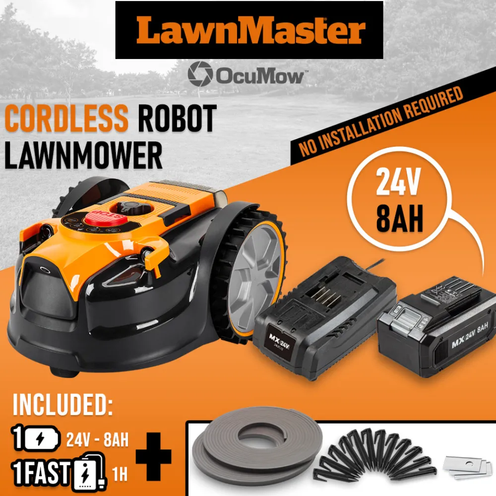 Lawnmaster Tondeuses | - Robot tondeuse autonome 24v - 8ah sans fil périmétrique - le robot le plus simpl