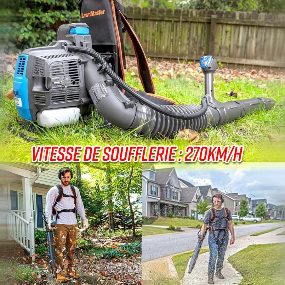 Lawnmaster Broyeurs, Nettoyeurs Et Souffleurs | - Souffleur thermique dorsal 31cc avec démarrage électrique - 270km/h -