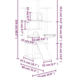 Maison Exclusive Arbres À Chat Et Jouets | - Arbre à chat avec griffoirs en sisal crème 154 cm