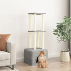 Maison Exclusive Arbres À Chat Et Jouets | - Arbre à chat avec griffoirs en sisal gris clair 133,5 cm