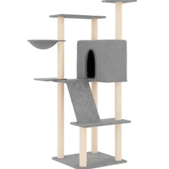 Maison Exclusive - Arbre à chat avec griffoirs en sisal gris clair 143 cm Hot
