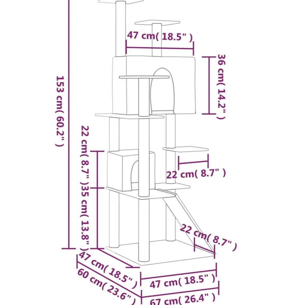 Maison Exclusive Arbres À Chat Et Jouets | - Arbre à chat avec griffoirs en sisal gris clair 153 cm