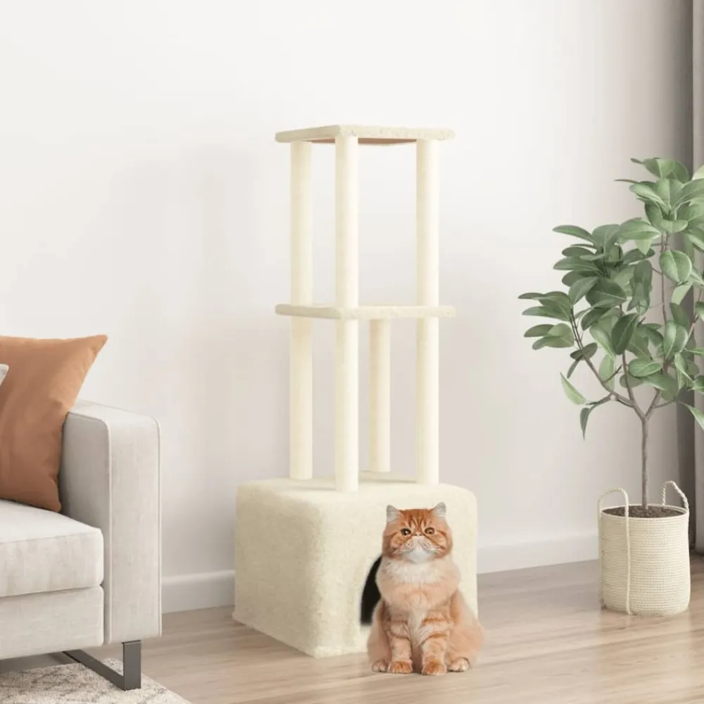 Maison Exclusive Arbres À Chat Et Jouets | - Arbre à chat avec griffoirs en sisal crème 133,5 cm