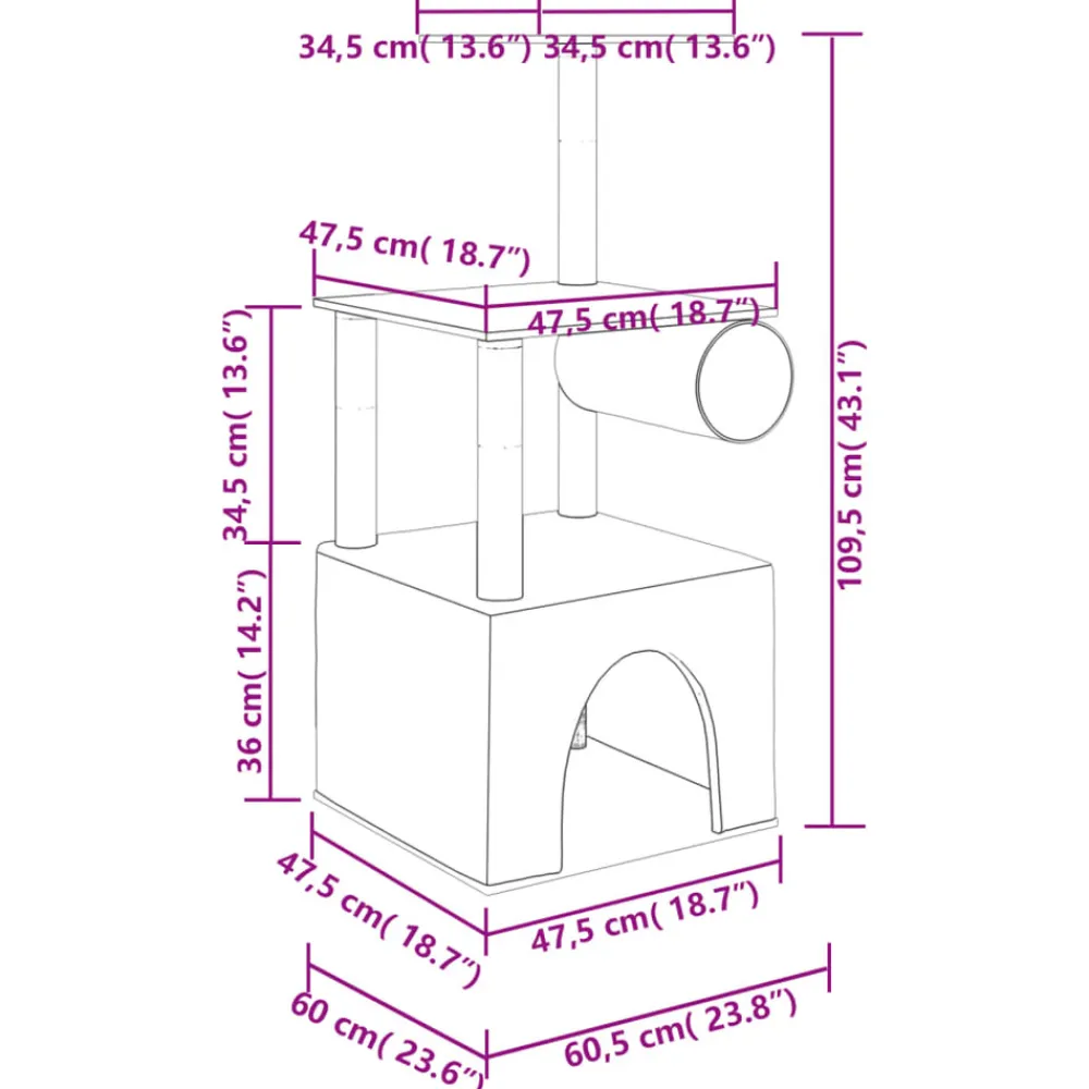 Maison Exclusive Arbres À Chat Et Jouets | - Arbre à chat avec griffoirs en sisal crème 136 cm