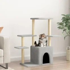 Maison Exclusive - Arbre à chat avec griffoirs en sisal gris clair 97,5 cm Outlet