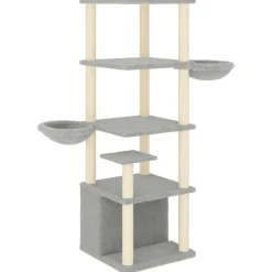Maison Exclusive - Arbre à chat avec griffoirs en sisal gris clair 147 cm Clearance