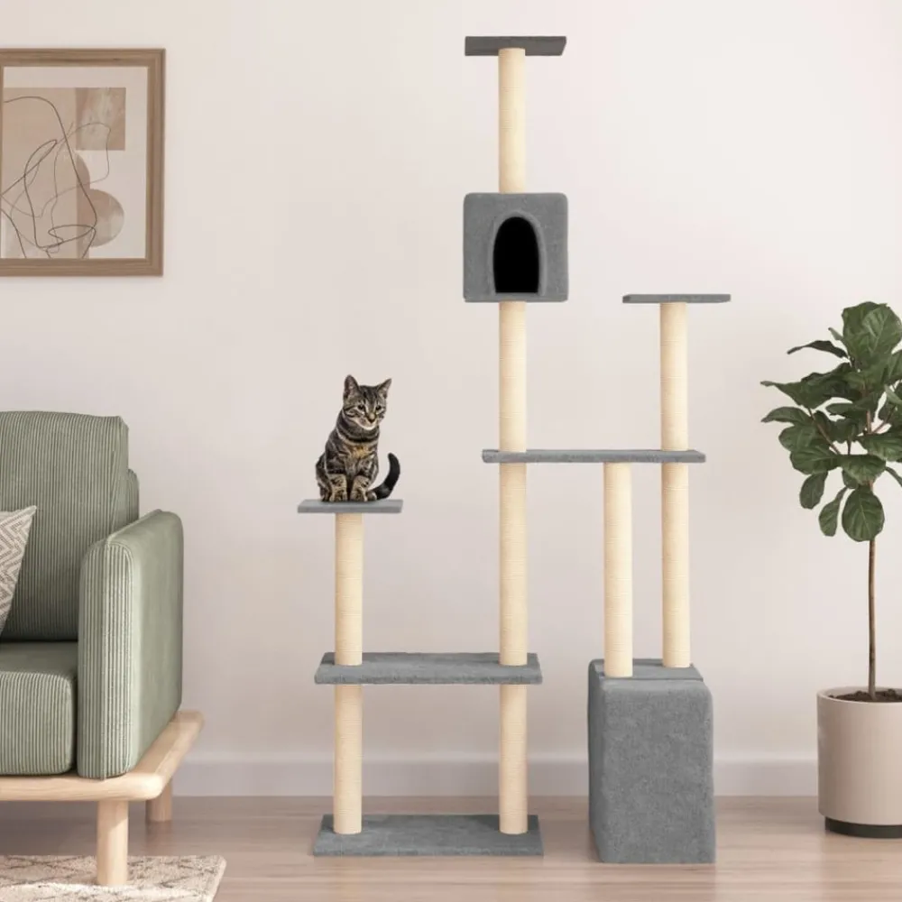 Maison Exclusive Arbres À Chat Et Jouets | - Arbre à chat avec griffoirs en sisal gris clair 168 cm