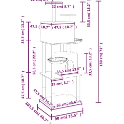 Maison Exclusive Arbres À Chat Et Jouets | - Arbre à chat avec griffoirs en sisal gris foncé 82,5 cm