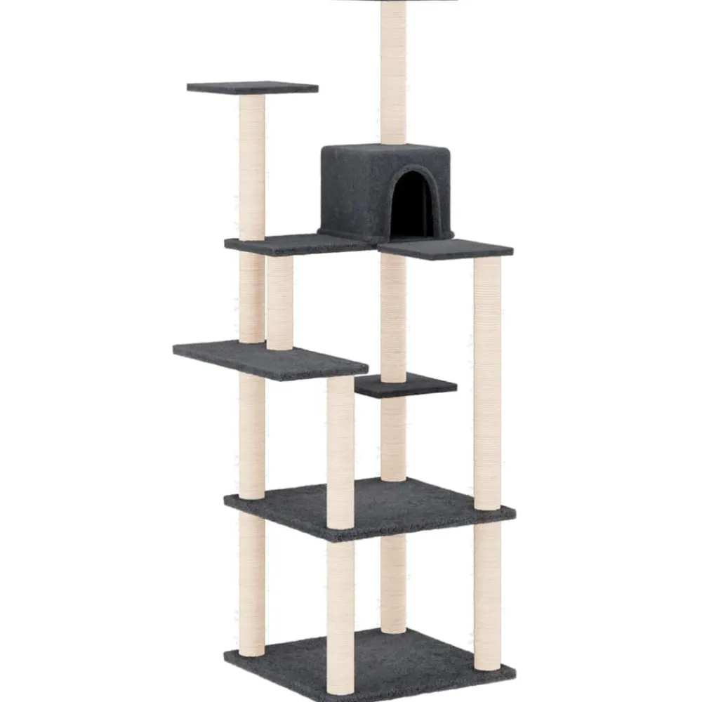 Maison Exclusive Arbres À Chat Et Jouets | - Arbre à chat avec griffoirs en sisal gris foncé 153 cm