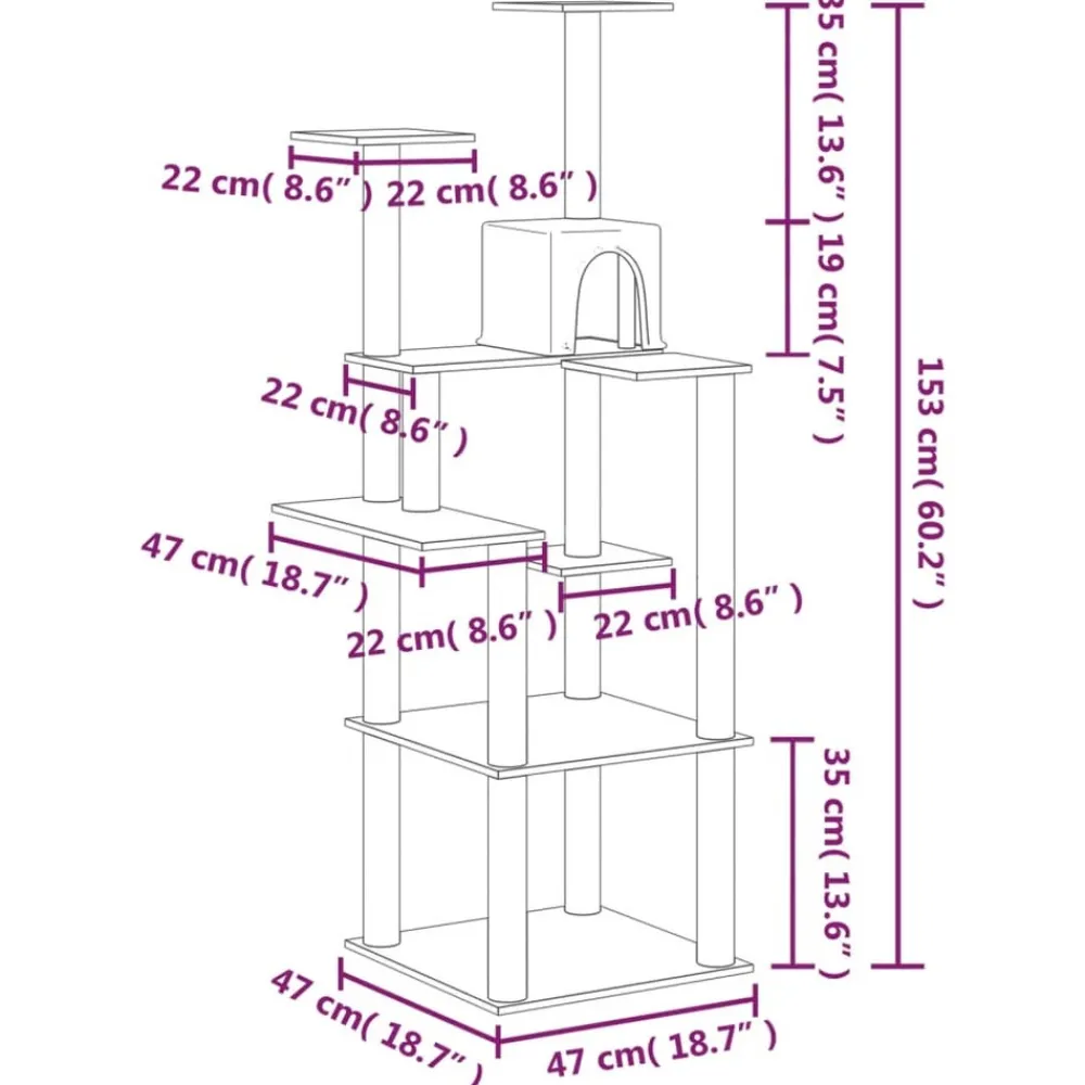 Maison Exclusive Arbres À Chat Et Jouets | - Arbre à chat avec griffoirs en sisal gris foncé 153 cm