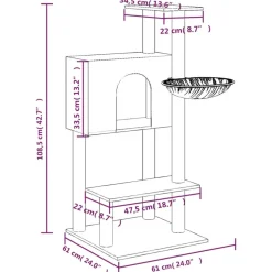 Maison Exclusive Arbres À Chat Et Jouets | - Arbre à chat avec griffoirs en sisal gris foncé 86 cm