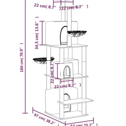 Maison Exclusive - Arbre à chat avec griffoirs en sisal gris foncé 180 cm Sale