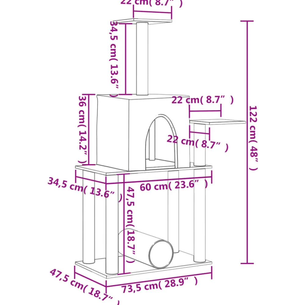 Maison Exclusive Arbres À Chat Et Jouets | - Arbre à chat avec griffoirs en sisal gris clair 122 cm