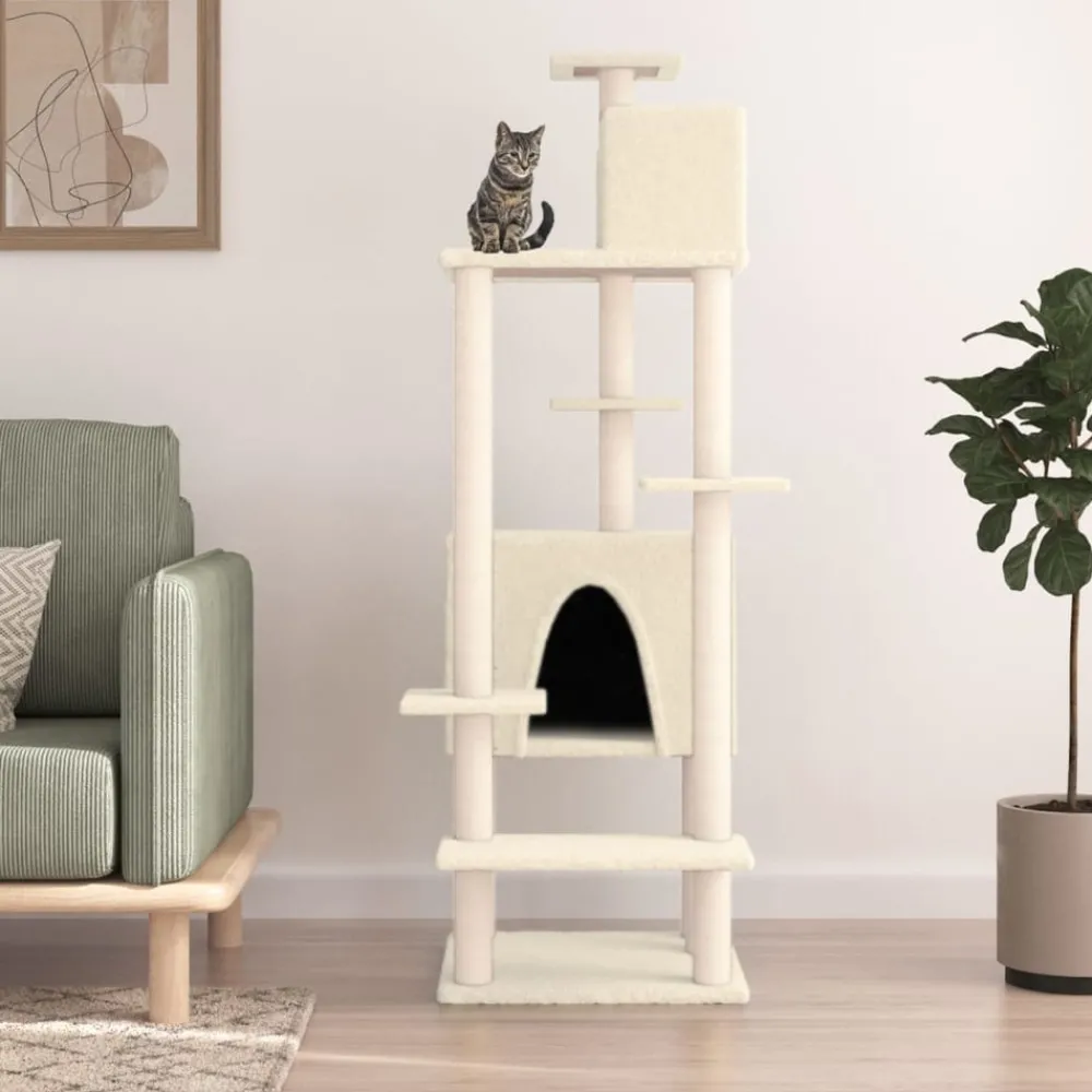 Maison Exclusive Arbres À Chat Et Jouets | - Arbre à chat avec griffoirs en sisal crème 82 cm
