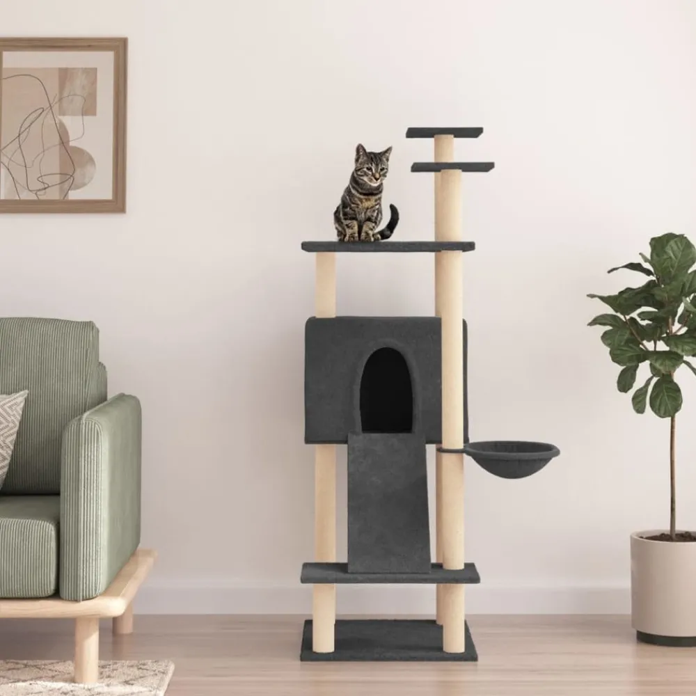 Maison Exclusive Arbres À Chat Et Jouets | - Arbre à chat avec griffoirs en sisal gris foncé 183 cm