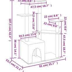 Maison Exclusive Arbres À Chat Et Jouets | - Arbre à chat avec griffoirs en sisal gris clair 123 cm