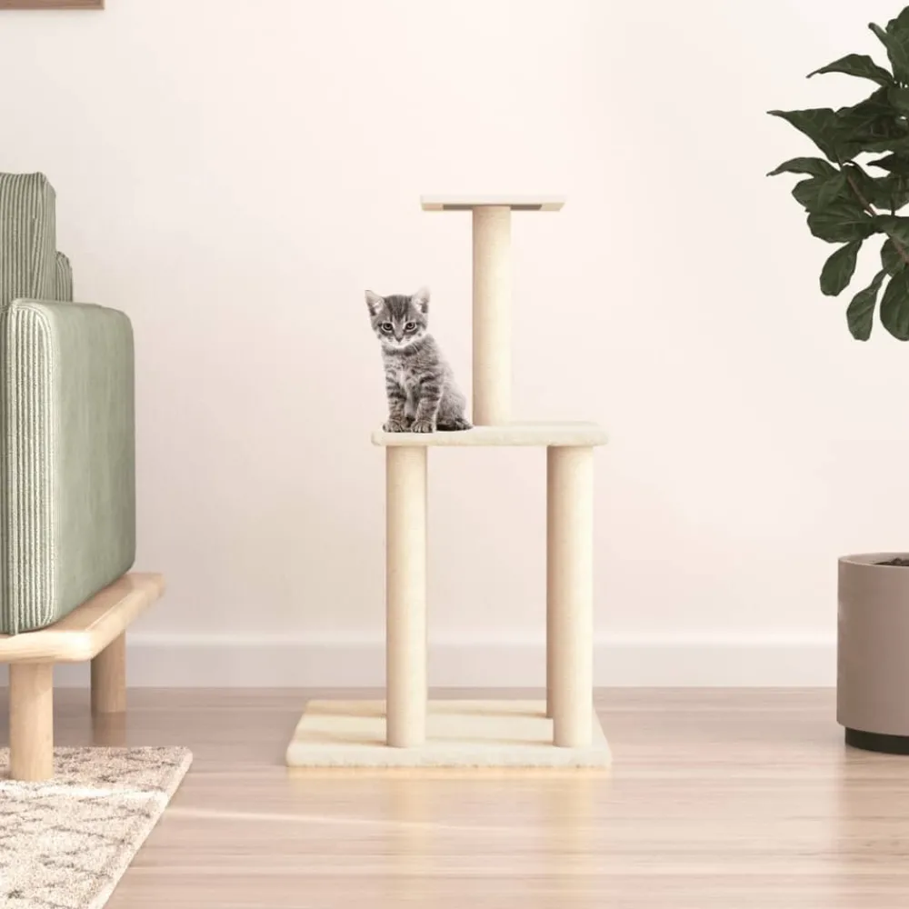 Maison Exclusive Arbres À Chat Et Jouets | - Arbre à chat avec griffoirs en sisal crème 168 cm