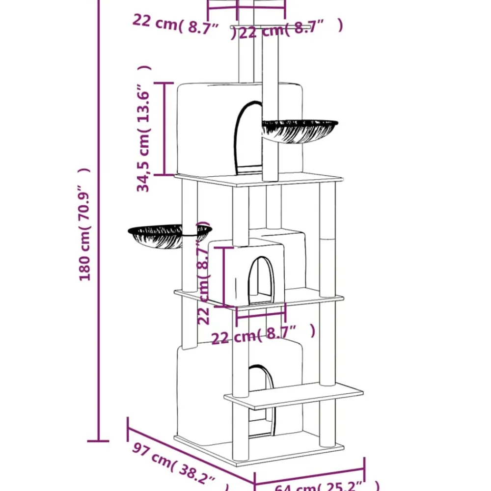 Maison Exclusive Arbres À Chat Et Jouets | - Arbre à chat avec griffoir en sisal gris foncé 59 cm