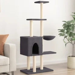Maison Exclusive - Arbre à chat avec griffoirs en sisal gris foncé 145 cm Discount