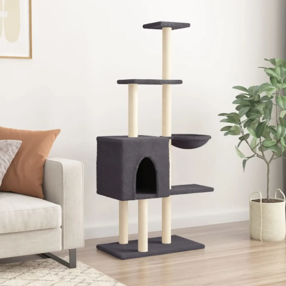 Maison Exclusive Arbres À Chat Et Jouets | - Arbre à chat avec griffoirs en sisal gris foncé 167 cm