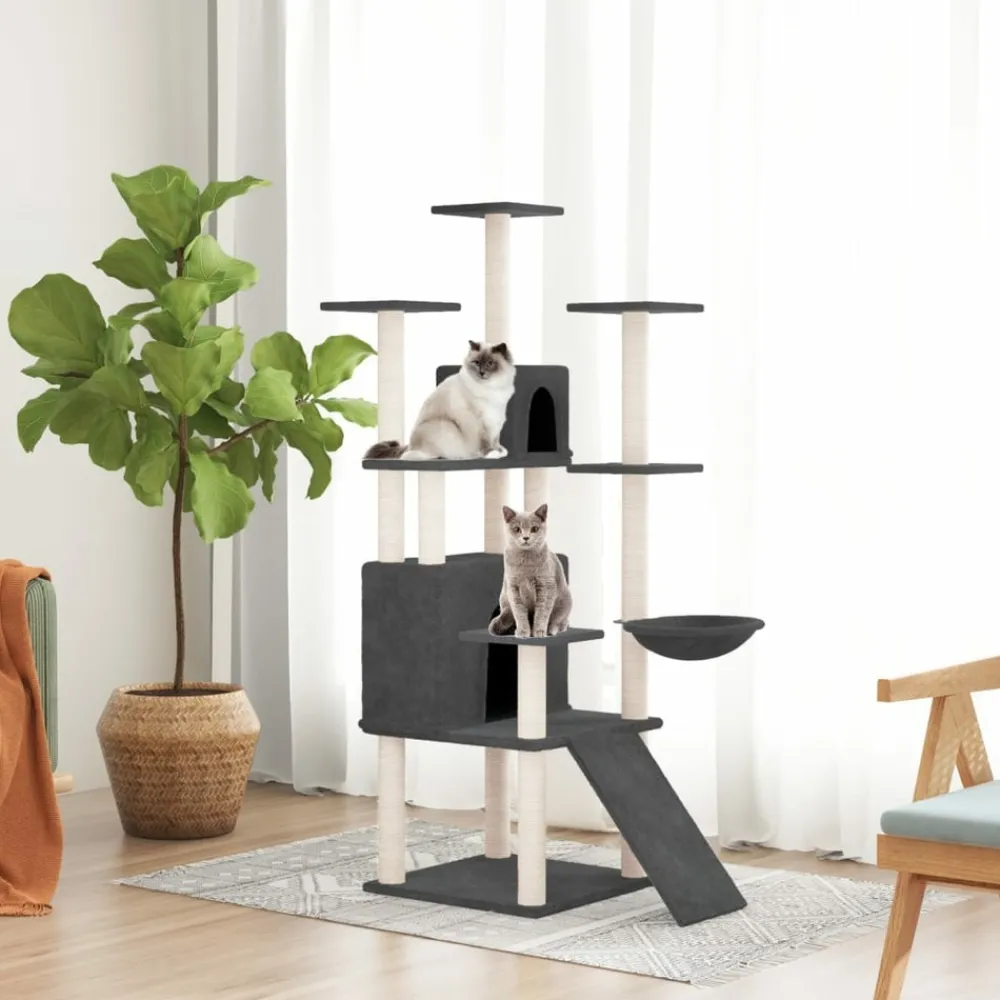 Maison Exclusive Arbres À Chat Et Jouets | - Arbre à chat avec griffoirs en sisal gris clair 167 cm