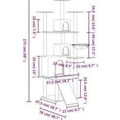 Maison Exclusive Arbres À Chat Et Jouets | - Arbre à chat avec griffoirs en sisal gris clair 175 cm