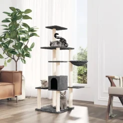 Maison Exclusive - Arbre à chat avec griffoirs en sisal gris foncé 142 cm Best