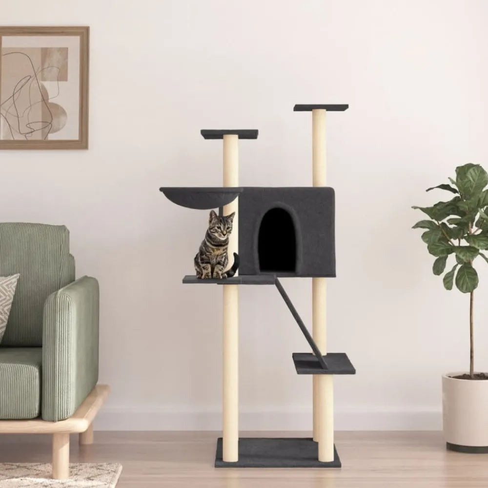Maison Exclusive - Arbre à chat avec griffoirs en sisal gris foncé 143 cm Best
