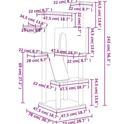 Maison Exclusive - Arbre à chat avec griffoirs en sisal gris foncé 143 cm Best
