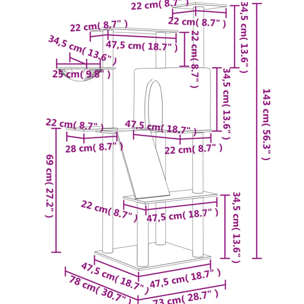 Maison Exclusive - Arbre à chat avec griffoirs en sisal gris foncé 143 cm Best