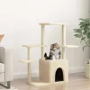 Maison Exclusive Arbres À Chat Et Jouets | - Arbre à chat avec griffoirs en sisal crème 144,5 cm