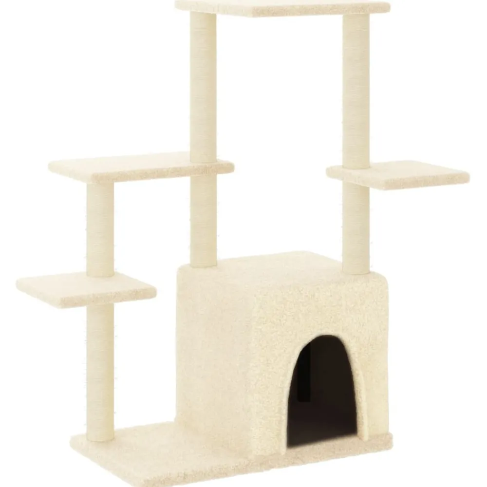 Maison Exclusive Arbres À Chat Et Jouets | - Arbre à chat avec griffoirs en sisal crème 144,5 cm