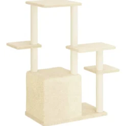 Maison Exclusive Arbres À Chat Et Jouets | - Arbre à chat avec griffoirs en sisal crème 144,5 cm