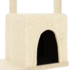 Maison Exclusive Arbres À Chat Et Jouets | - Arbre à chat avec griffoirs en sisal crème 144,5 cm