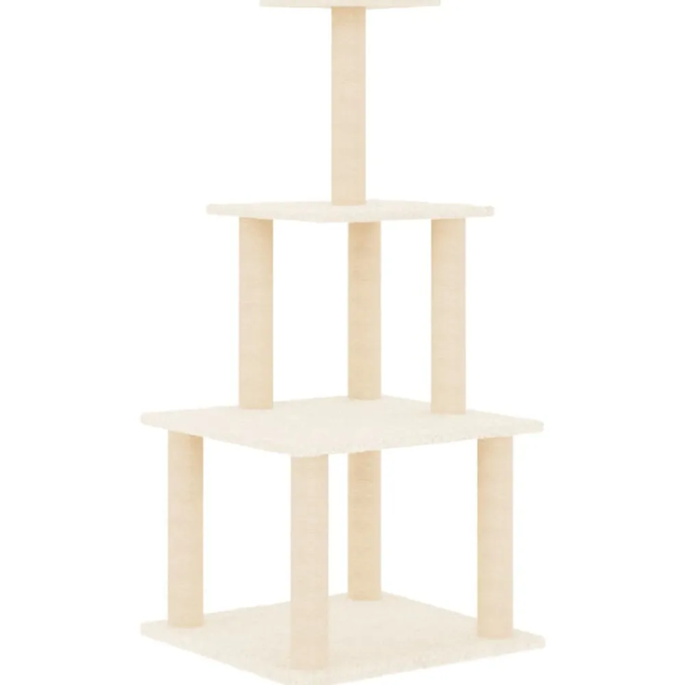 Maison Exclusive Arbres À Chat Et Jouets | - Arbre à chat avec griffoirs en sisal crème 111 cm