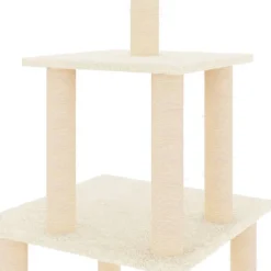 Maison Exclusive Arbres À Chat Et Jouets | - Arbre à chat avec griffoirs en sisal crème 111 cm