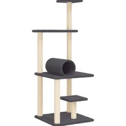 Maison Exclusive Arbres À Chat Et Jouets | - Arbre à chat avec griffoirs en sisal gris foncé 136 cm