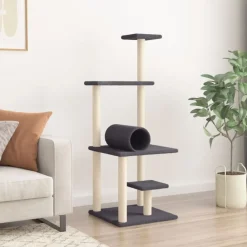 Maison Exclusive Arbres À Chat Et Jouets | - Arbre à chat avec griffoirs en sisal gris foncé 136 cm