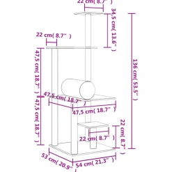 Maison Exclusive Arbres À Chat Et Jouets | - Arbre à chat avec griffoirs en sisal gris foncé 136 cm