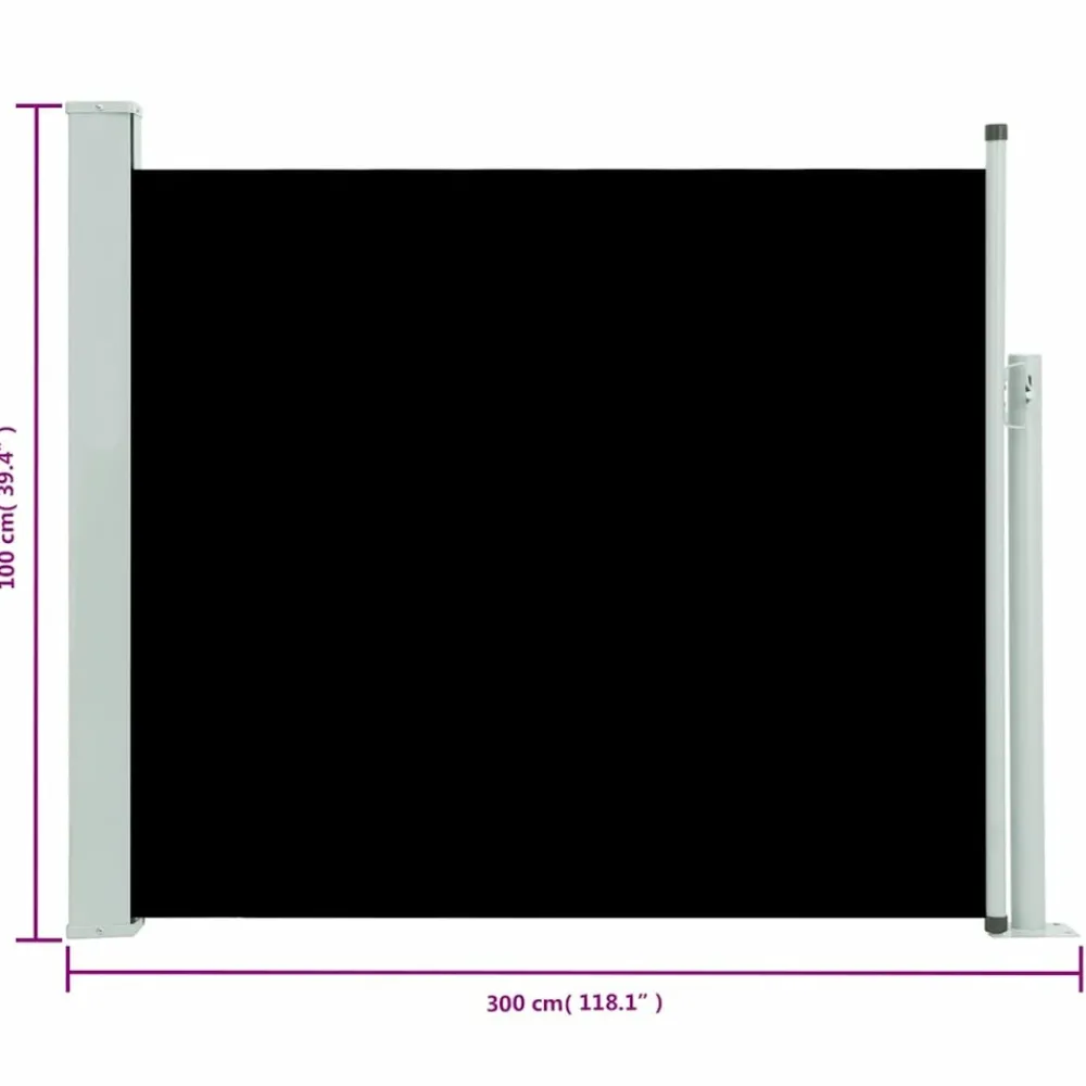 Maison Exclusive - Auvent latéral rétractable de patio 100x300 cm noir Clearance