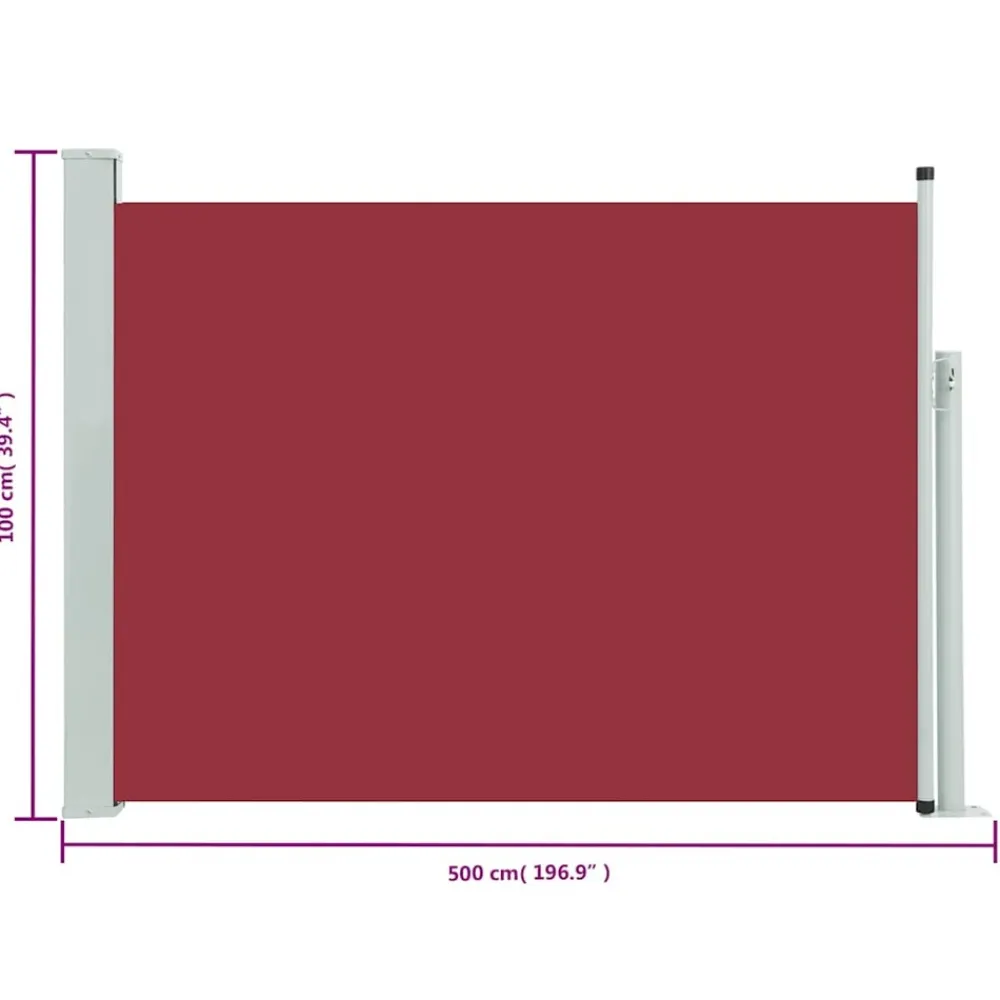Maison Exclusive - Auvent latéral rétractable de patio 100x500 cm rouge Best