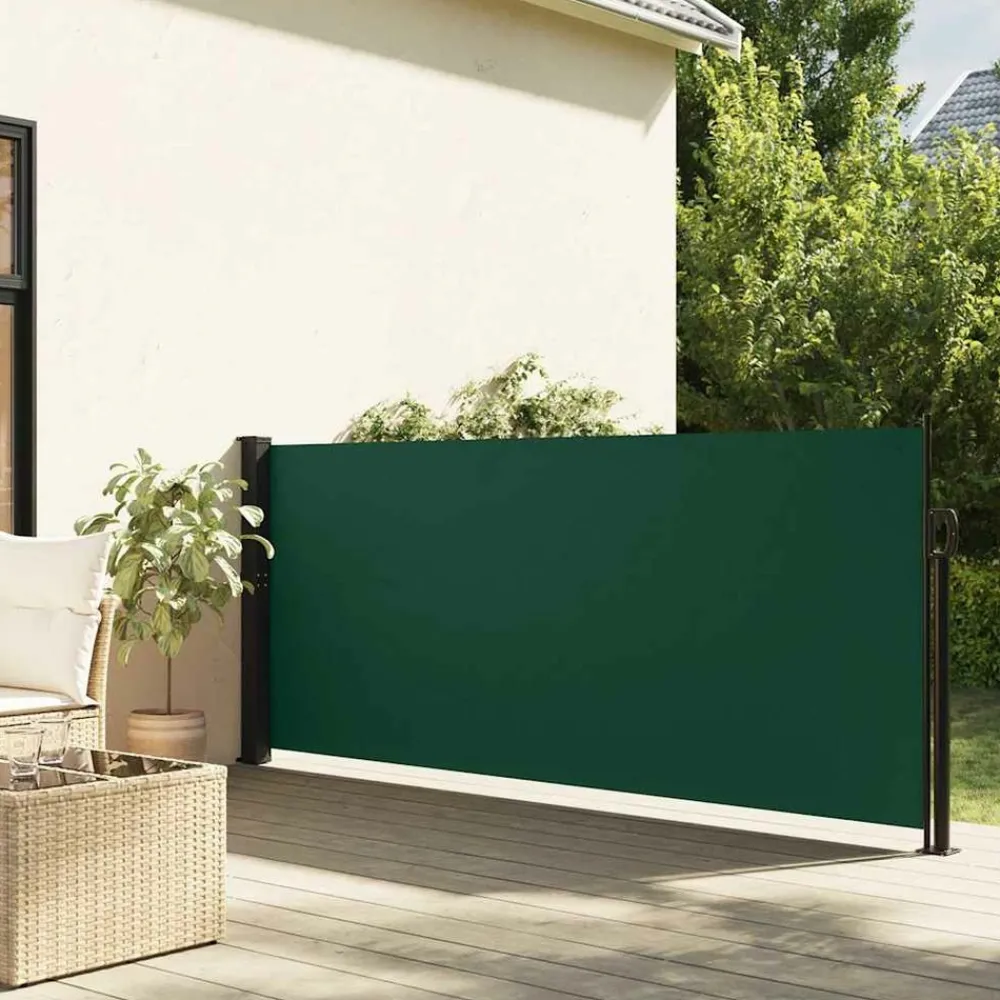 Maison Exclusive Pergolas, Tonnelles, Barnums | - Auvent latéral rétractable vert foncé 140x600 cm