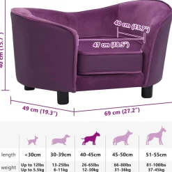 Maison Exclusive - Canapé pour chien bordeaux 69x49x40 cm peluche et similicuir New