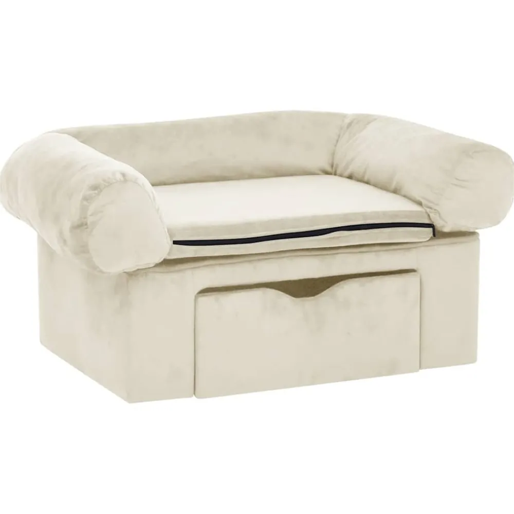 Maison Exclusive - Canapé pour chien avec tiroir crème 75x50x38 cm peluche