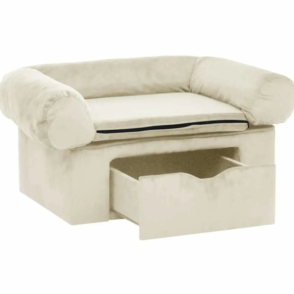 Maison Exclusive - Canapé pour chien avec tiroir crème 75x50x38 cm peluche