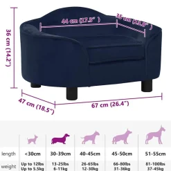 Maison Exclusive - Canapé pour chien bleu 67x47x36 cm peluche Discount