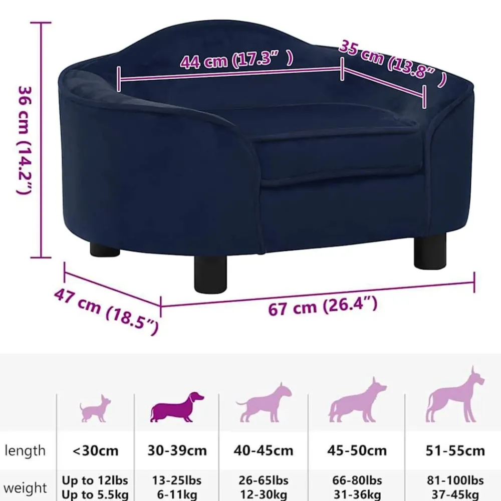 Maison Exclusive - Canapé pour chien bleu 67x47x36 cm peluche Discount
